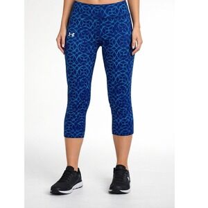 Under Armour Youth Capri Leggings YXL Blue Geometric Print AllSeasonGear